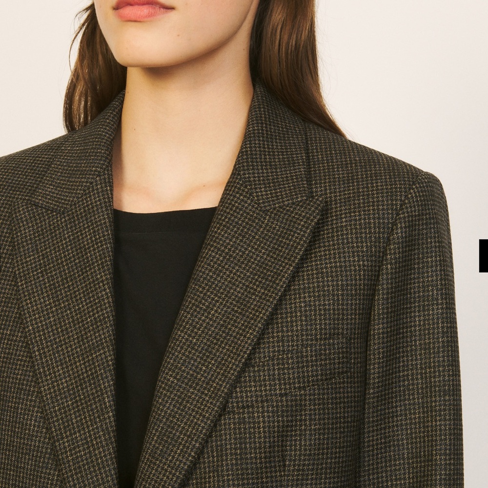 Sandro Brown Checked Tailored Blazer